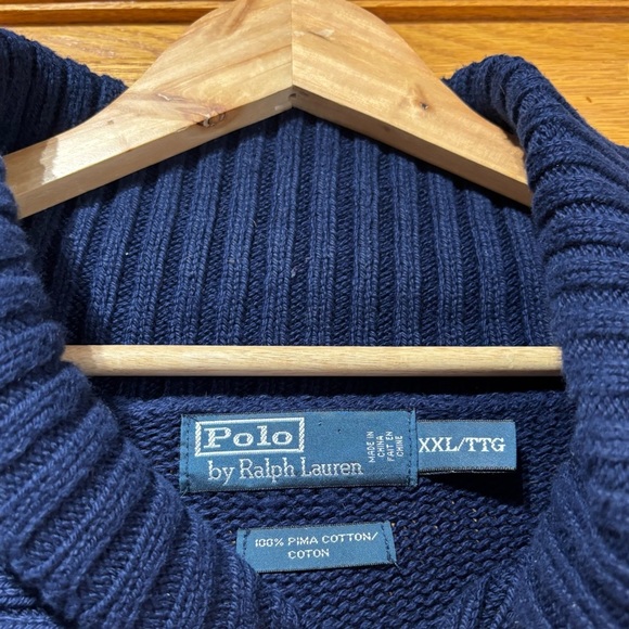 Polo Ralph Lauren Dark Blue Aztec Southwestern Pima Cotton Sweater Men’s XXL EUC - Picture 5 of 6